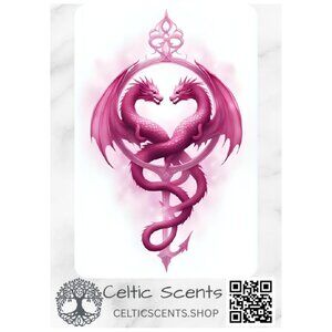 Celtic Knot Magnetic Bookmark, Laminated with Strong Magnet (Pink Dragons)